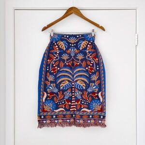 NWOT Farm Rio Nature Beauty Blue Scarf Knit Skirt S